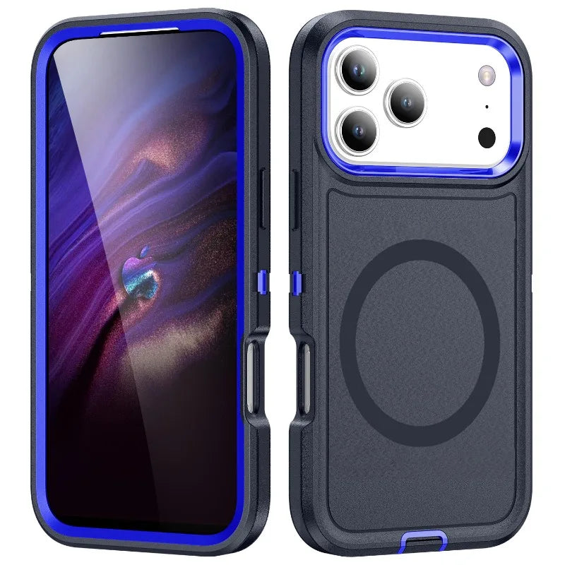3IN1 Military Grade Heavy Duty Armor Case For IPhone 17 Air 16 15 14 Plus Pro Max Magnetic Charge TPU+PC Anti-fall Protect Cover
