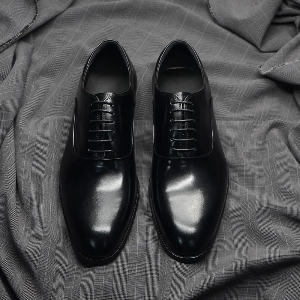 Italian Classic Mens Oxford Dress Shoes Genuine Leather Lace-up Plain Toe Burgundy Black Business Wedding Formal Shoes for Men