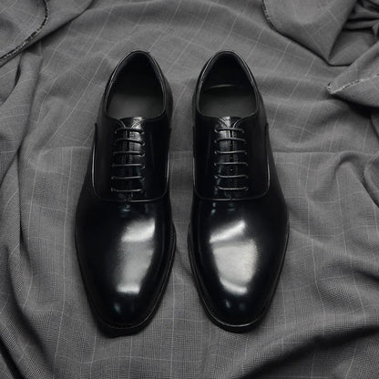 Italian Classic Mens Oxford Dress Shoes Genuine Leather Lace-up Plain Toe Burgundy Black Business Wedding Formal Shoes for Men