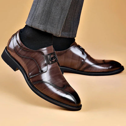 Luxury Party Shoes for Men Slip on Formal Dress Shoes for Men Pointed Toe Black PU Leather Casual Business Shoes Office Wedding