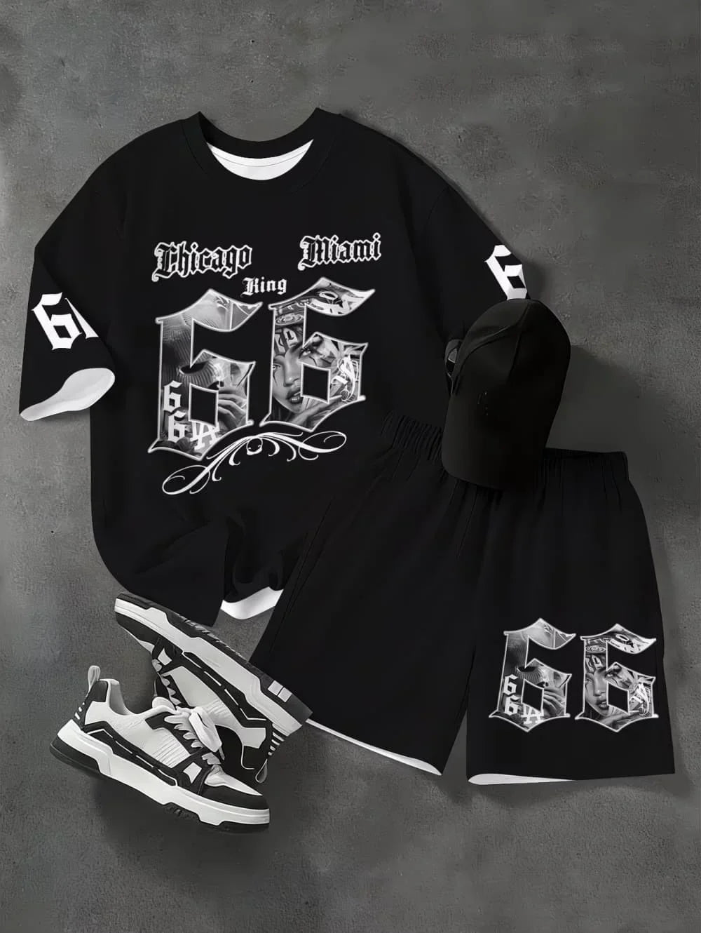 Fashiona Number Digital Printed Jersey Boy Short Sleeve Loose Fit Shorts and T-Shirt Set Sporty Outdoor Quick Drying 2pc Boy Set