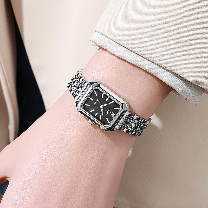 Stainless Steel Strap Watch Women Luxury Gift Quartz Wristwatch Student Fashion Simple Square Quartz Watches