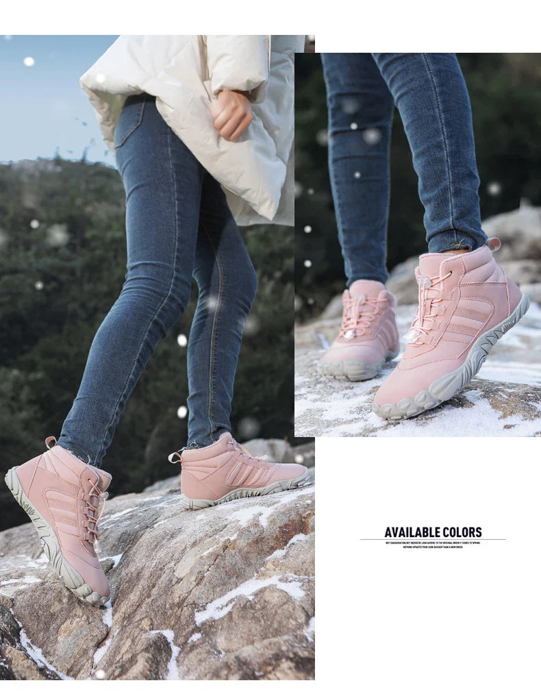 Womens Mens Waterproof Winter Barefoot Shoes Snow Boots Cotton Warm Fur Lined Unisex Walking Hiking Outdoor Shoes