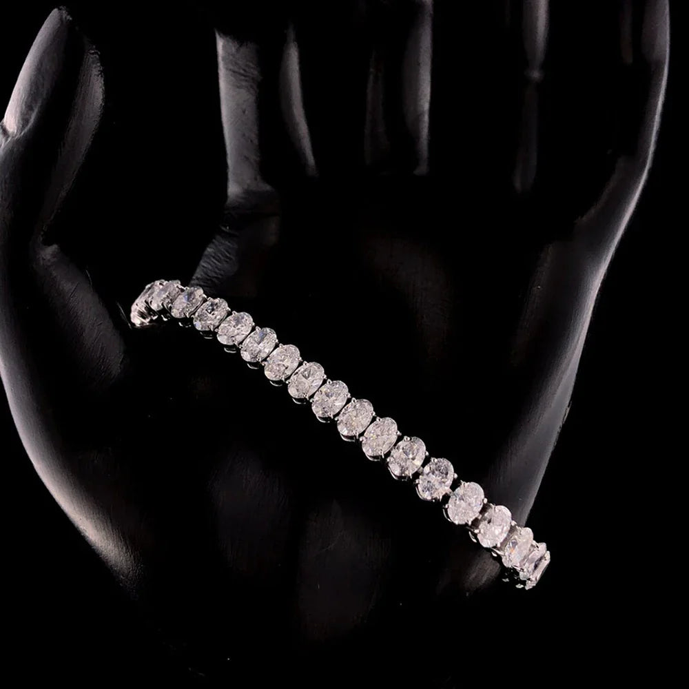 0.5Carat Oval Cut Full Moissanite Tennis Bracelets For Women 100% 925 Sterling Silver D VVS1 Diamond Bangle With  Certificate