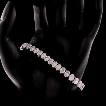0.5Carat Oval Cut Full Moissanite Tennis Bracelets For Women 100% 925 Sterling Silver D VVS1 Diamond Bangle With  Certificate