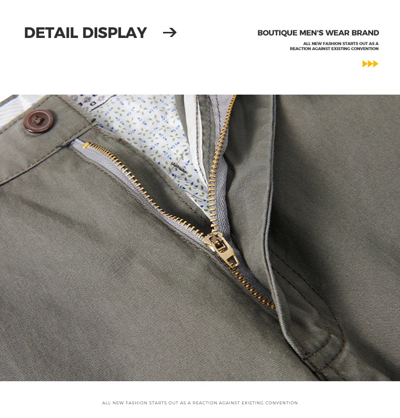 Cotton Pants Men's Straight Leisure Business Trousers Solid Autumn Winter Chinos Belted Pants Dad Elderly Formal Trousers