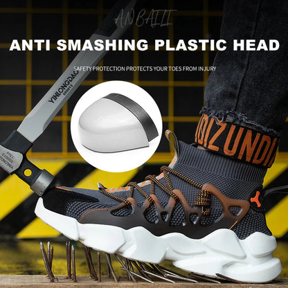 Women's Safety Work Shoes Anti-Crushing Plastic Head Anti-Puncture Kevlar Breathable Summer Office Fashion Footwear