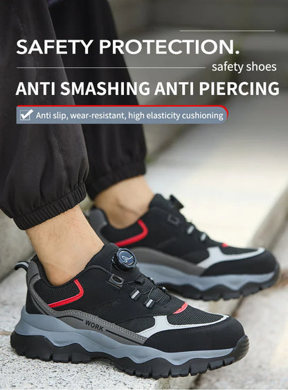 Light Breathable Sneaker Safety Shoes With Steel Toe Cap Anti-Piercing, Shock Absorbing Anti-Smash Design, Work Shoes for Men