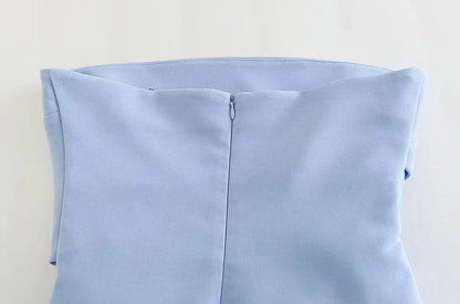 Strapless Draped Bustier Tops for Women, Straight Neck, Back Zipper, Female Camis, Fashion