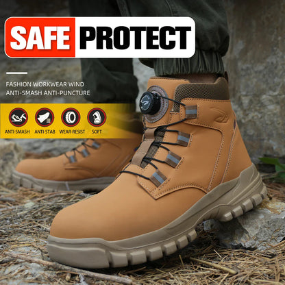 Steel Toe Safety Boots Men Waterproof Work Boots Anti-smash Anti-Puncture Safety Shoes Indestructible Shoes Botas Para Hombre