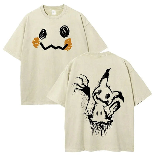 Unsiex Oversized Vintage Washed Graphic T Shirt Man Women Anime Short Sleeve Tee Summer 2026 Streetwear Casual Tops Y2k