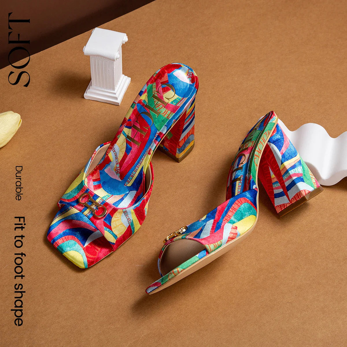 Women's Thick Heel Sandals 2024 Brand New Square Open Toe Sliding Toe Sandals