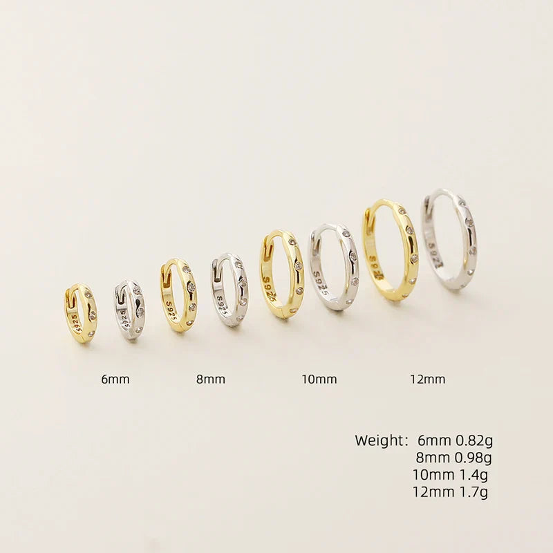 925 Sterling Silver Fashion Simple Piercing Ear Closure Statement Stacked Ear Hoop Earrings for Women Huggies Jewelry