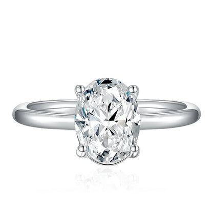 7x9mm 2ct Moissanite Ring S925 Sterling Silver Oval Cut Lab Diamond Wedding Rings for Women Engagement Promise Band Gift