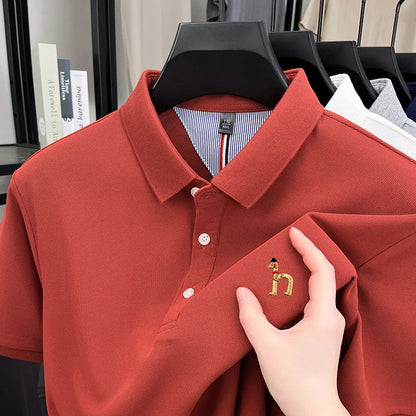 Brand Design Men's Polo Shirt Lapel Short Sleeve T-Shirt Summer New Exquisite Dog Embroider Fashion Business Handsome Men's Wear