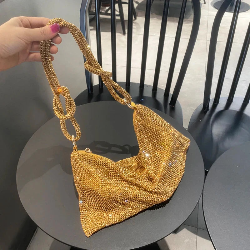 luxury Designer hobo shoulder bag handmade Shining Rhinestones Evening clutch Bag Purse Crystal Purses and handbag Hobo Bags