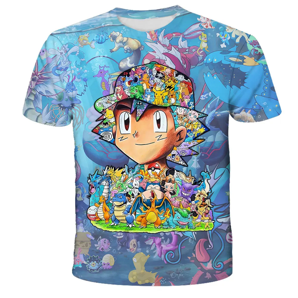 Anime Chilren's T-shirts Kids 3D T-shirts Boy's Clothing Boys Girls Short-sleeved Travel Parent-child Clothing