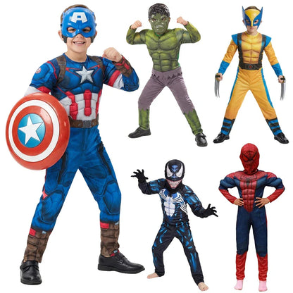 New Boys Girls Superhero Costume Movie Characters Cosplay Jumpsuit with Halloween Mask Party Cosplay Outfit for Holiday Dress Up
