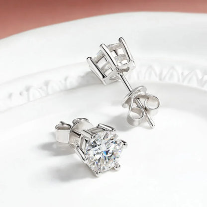 0.1-3CT Certified Moissanite Stud Earring for Women Classic Sparkling Lab Diamond Sterling Silver 925 Jewelry 6-Claws