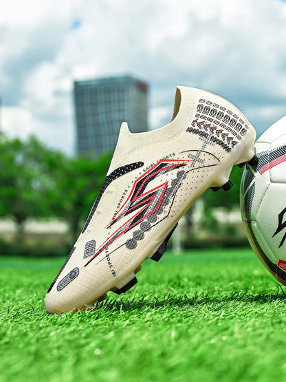 AG/FG Soccer Cleats Kids Youth Training Shoes PU Fabric Upper TPU Sole Non-Slip Wear-Resistant Firm Ground