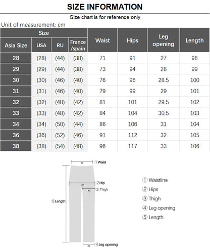 New 98% Cotton Men's Fashion Slim Jeans Stretch Straight Spring Autumn Luxury Denim Trousers Casual Business Pencil Pants