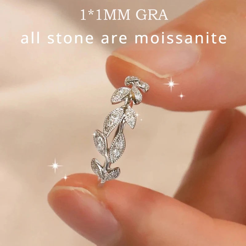 1MM All Moissanite Rings for Women Luxury Wedding Promise Band Match Diamond 100% S925 Sterling Silver Birthday Gift