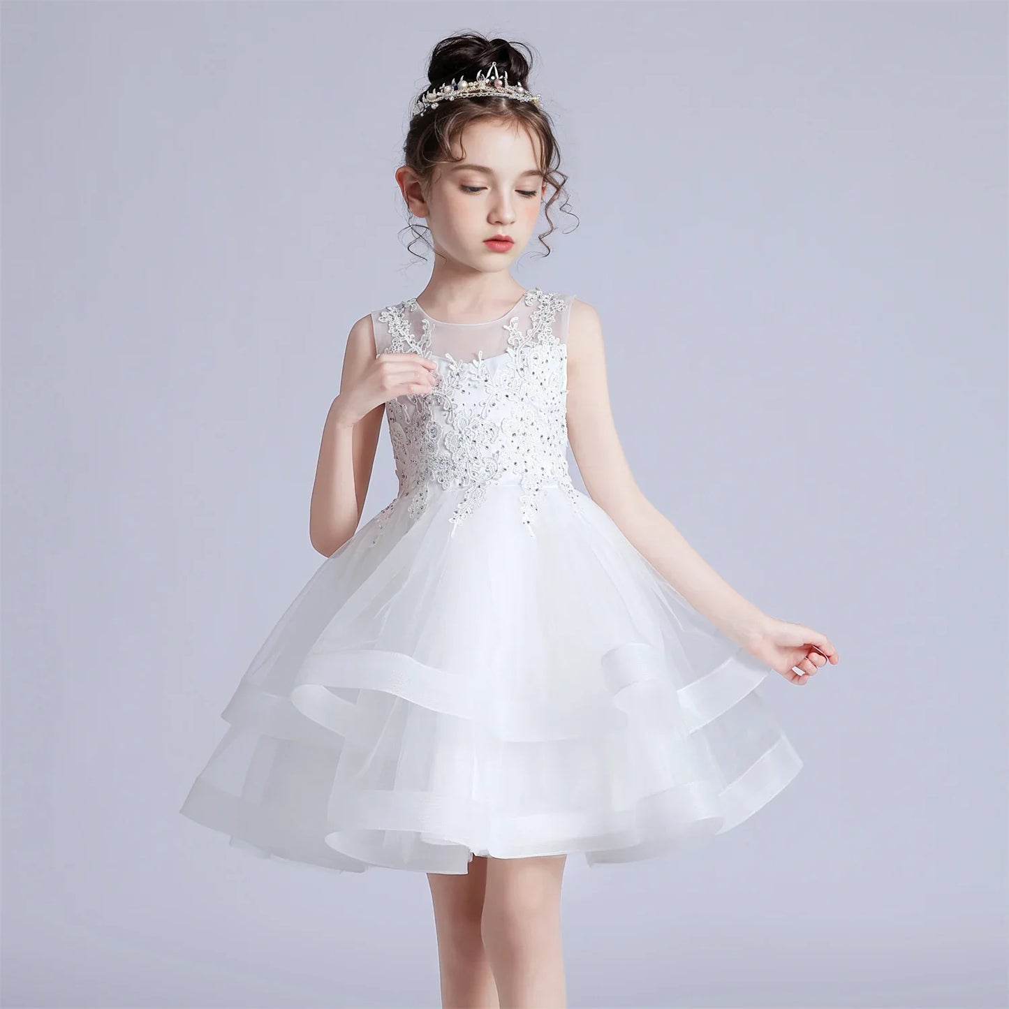 3-10 Years Baby Girls Princess Dress Summer Ball Gown Wedding Dress Piano Performance Costume Host Costume Children's Clothing