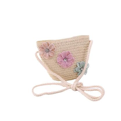 little girls summer straw sun hats and straw shoulder bags