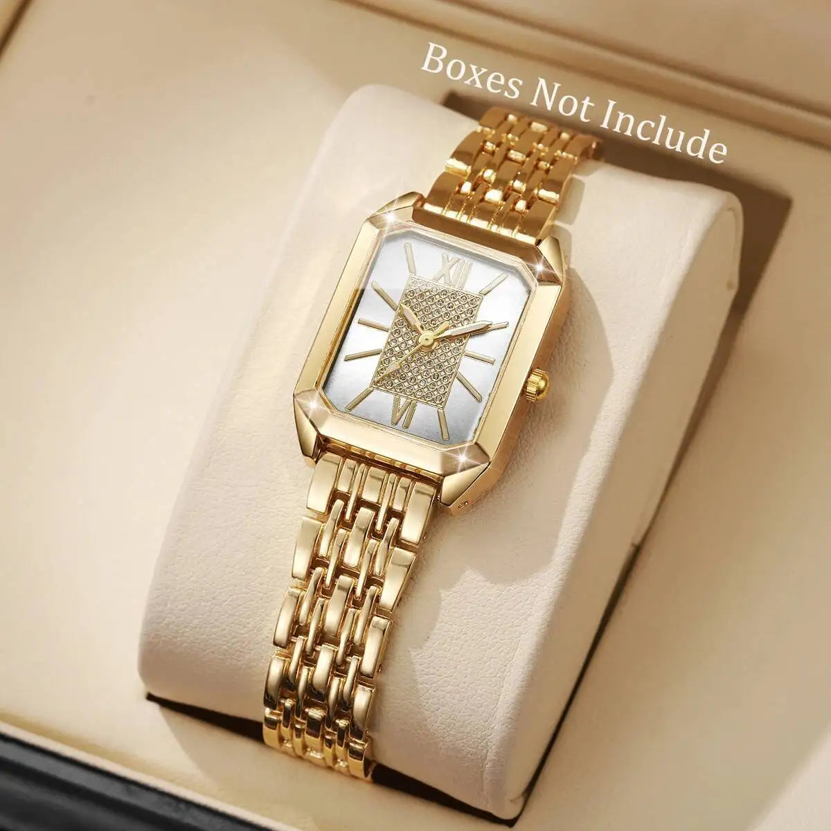 Fashion Rectangle Women Watches Stainless Steel Strap Quartz Wristwatches Reloj Mujer（Without Box）