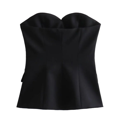 Black White Crop Top Women Off Shoulder Corset Tube Tops Woman 2024 Summer Backless Vest Top Sexy Strapless Tank Top
