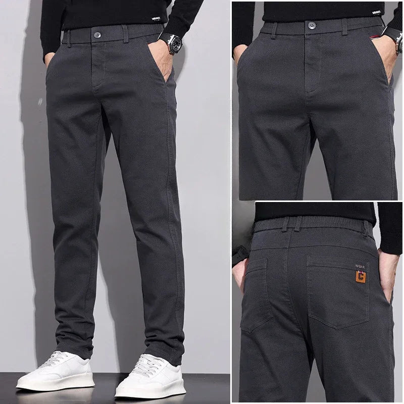 New Winter High-End Business Men's Suit Pants Autumn and Winter Slim Straight Casual Pants Versatile Fashion Trousers Korean
