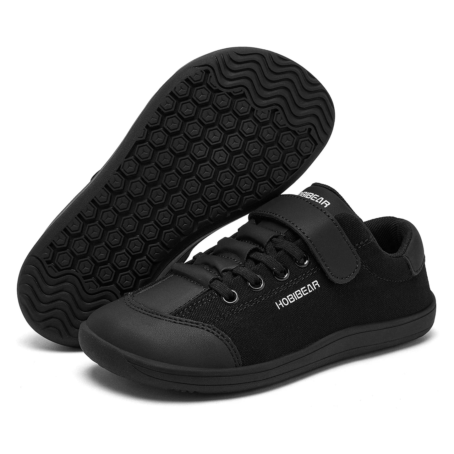 Boys Girls Barefoot Shoes Kids Wide Toe Minimalist Sneakers Lightweight Hook Loop Artificial Leather Fabric Shoes