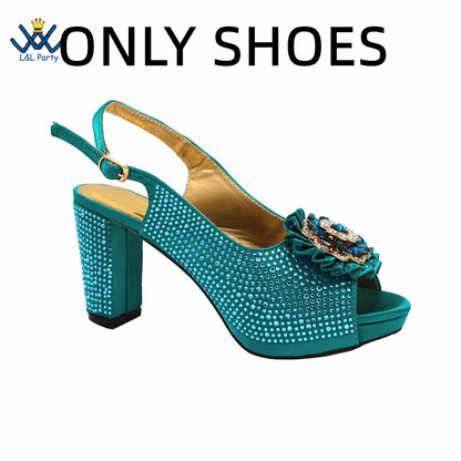 Latest African Women Shoes and Bag Set in Royal Blue New Design Italian Ladies Pumps for Garden Party