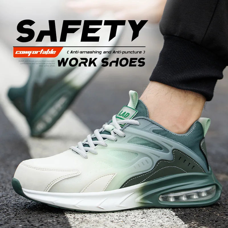 Ultra light work shoes for men, with cushioning, anti impact, anti puncture, comfortable, breathable and safe shoes
