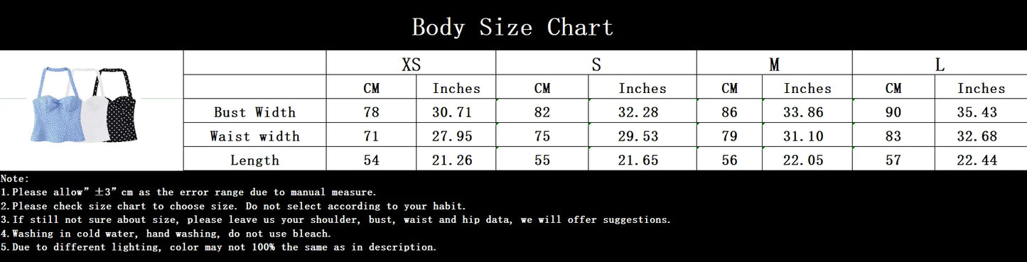 Sexy Y2K Girl Halter Tops Corset Slim Polka Dot Print Short Tops Fashion 2026 Spring Summer Streetwear Holiday Beach Top