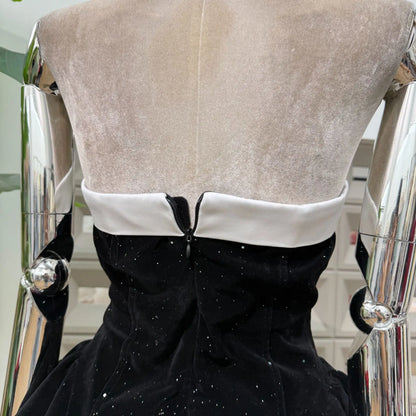 Women Strapless Backless Polka Dot Bow A Line Dress Party Birthday Evening Ball Gowns Nightclub Show Wear Fashion Vestido
