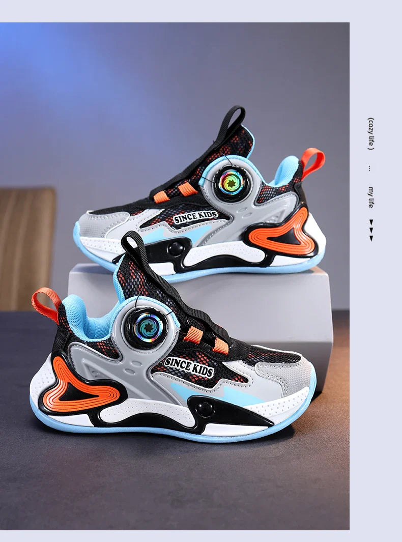Children Fashion Sneaker Boys Casual Shoes Leather Flat Student Walking Shoes Outdoor Girl Basketball Sports Footwear