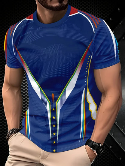 Plus Size Men's 3D Print T-Shirt Summer Casual Round Neck Short Sleeved Top Running Fitness Exercise High-End T-Shirts for Men