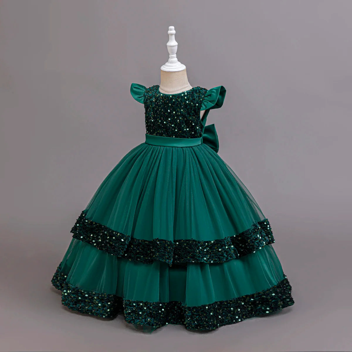 2025 New Elegant Girl Wedding Dress Sequined Mesh Princess Dress 4-12 Year Old Girl Graduation Party Prom Evening Dress