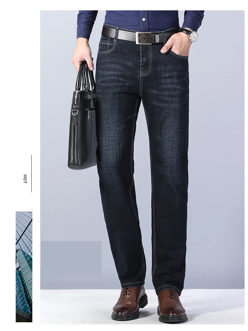 Men's Slim Fashion Denim High Quality Male Pants Elastic Black Blue Leisure Jeans Brand Clothing