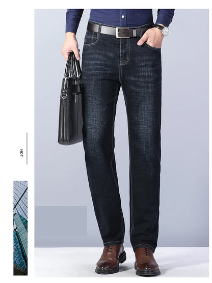 Men's Slim Fashion Denim High Quality Male Pants Elastic Black Blue Leisure Jeans Brand Clothing