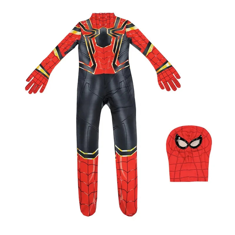 Kids Spider Boy Cosplay Costume Superhero Morales Cosplay Jumpsuit Miles Zentai Jumpsuit Halloween Carnival Party Costume Adult