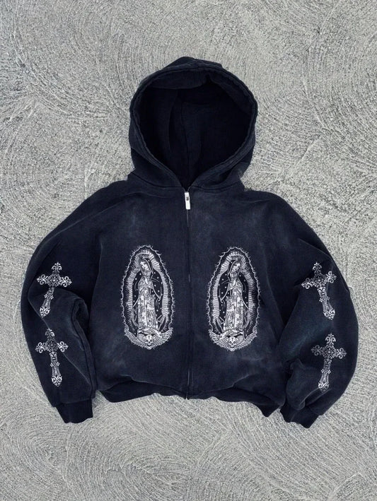 New Trend Hoodie Y2K Personalized Printed Sweatshirt Men's Harajuku Jacket Gothic Zipper Casual Sportswear Loose Fashion Hoodie