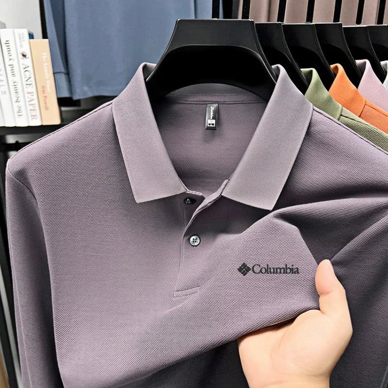 High end brand Polo shirt long sleeved fashionable printed men's top spring 100% cotton skin friendly comfortable casual T-shirt