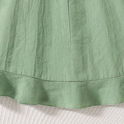 Summer Girl's Dress 8-12 Years Old Cute Bow-Embellished Slip Panel Uneven Hem Sweet Elegant Ladylike Fashion for Kids