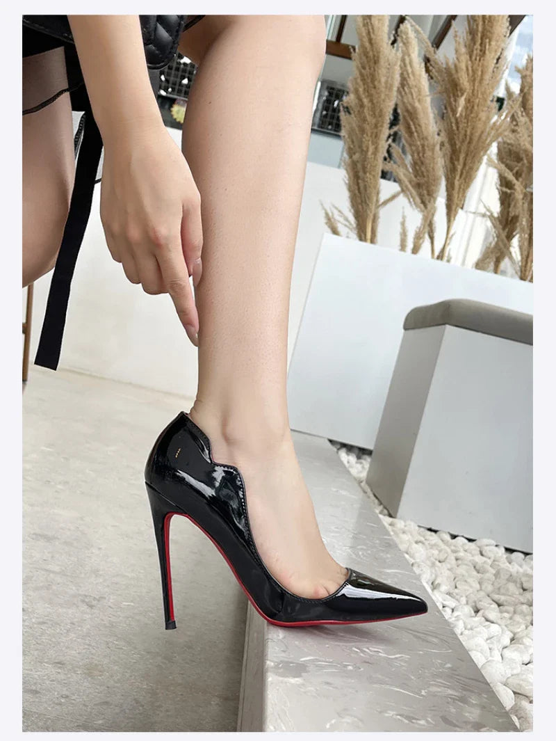 Sapatos Femininos de Salto Alto Fino, Bico Fino, Salto Agulha, Modelo Francês, para Balada Europeia e Americana, Cor Preta, para Dançar, Calçados Femininos