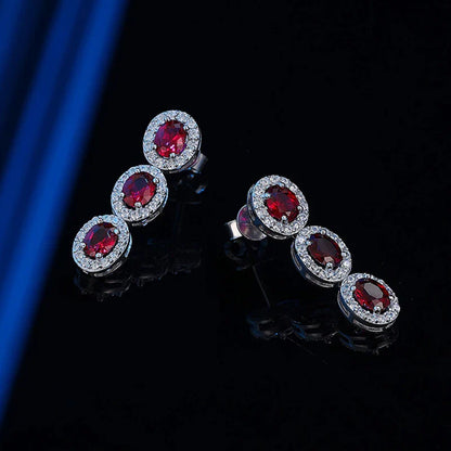 4*6mm Oval Cut Ruby Gemstone Drop Earrings Lab Grown for Woman Lady 2025 Ear Fine Jewelry 925 Silver Tassel Earring Gift