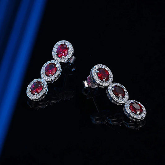 4*6mm Oval Cut Ruby Gemstone Drop Earrings Lab Grown for Woman Lady 2025 Ear Fine Jewelry 925 Silver Tassel Earring Gift