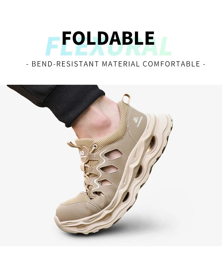 Men's Summer Breathable Safety Shoes Anti-smash Puncture-Proof Work Sneakers Fashion Footwear Comfortable Work Boots