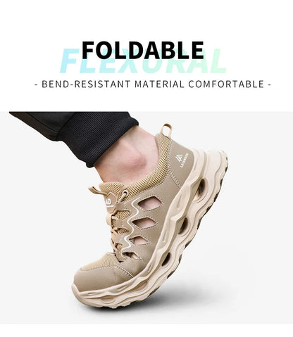 Men's Summer Breathable Safety Shoes Anti-smash Puncture-Proof Work Sneakers Fashion Footwear Comfortable Work Boots